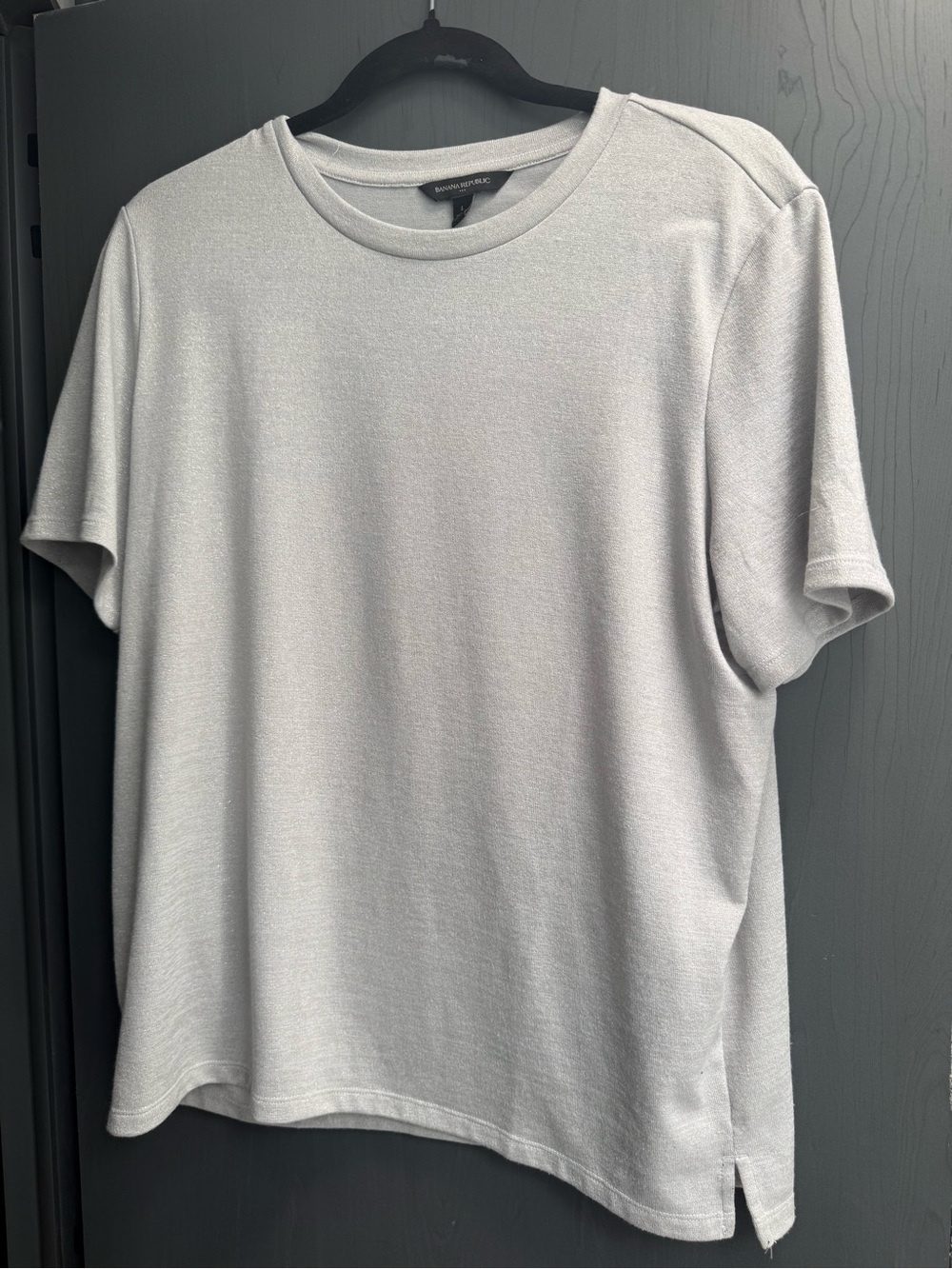 Banana Republic Silver Gray Short Sleeve Tee-Sparkles Large
